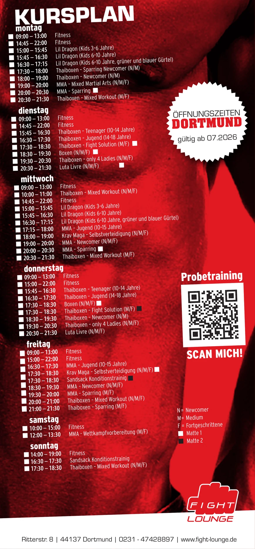 Fight Lounge - Kursplan Dortmund